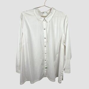 J. Jill White Shirt Collection Sz 4X Long Sleeve Rhinestone Button Cotton Blend